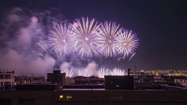 fireworks over the city