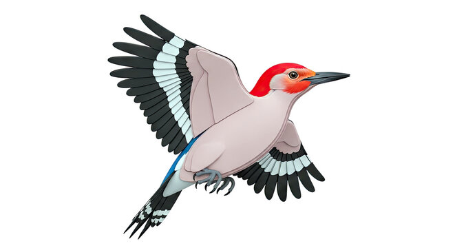 Red-headed woodpecker in flight