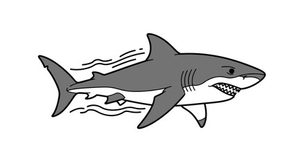 Fototapeta premium Gray Shark Swimming with Open Mouth.