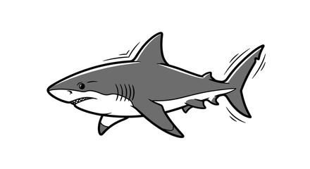 Obraz premium Simple Black and White Shark Illustration.