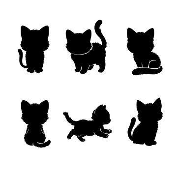 set of cats silhouettes