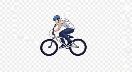 Naklejka premium Young Man Riding BMX Bicycle and Performing Trick