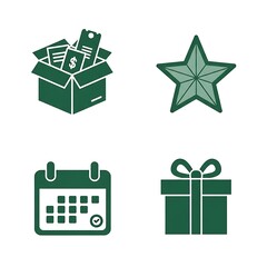 Green icons for business and finance concepts