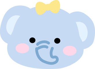 Obraz premium Cute Elephant Face Character with Ribbon