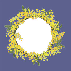 ミモザのリース（リース内透過・ブルーグレー）