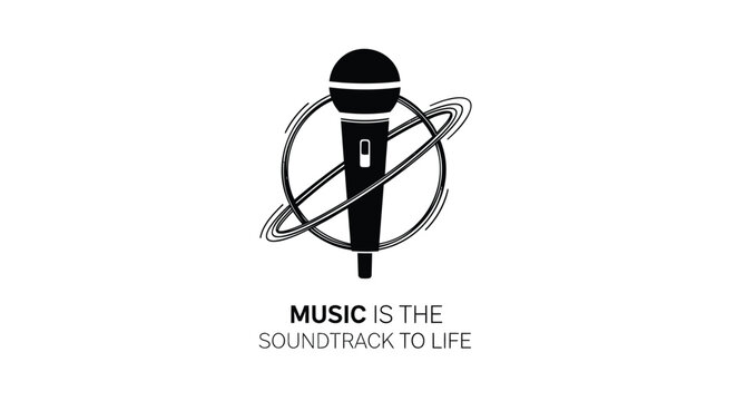 Music microphone vector icon with soundtrack quote