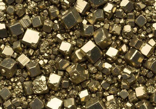 golden metallic pyrite cubes texture