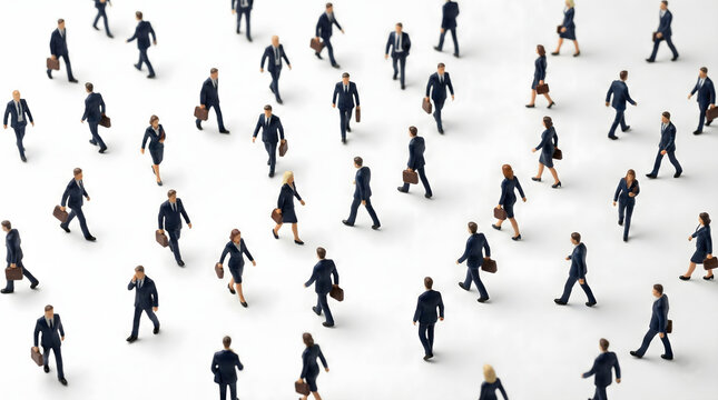 様々な方向へ歩くビジネスパーソン