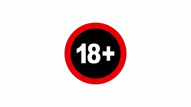Clean 18 Plus Badge Animation with Bold Red Circle Warning Design