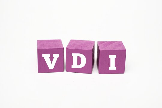 A coloured block with text VDI. VDI acronym for Virtual Desktop Infrastructure