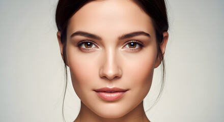 Fototapeta premium Beautiful young woman with perfect skin and natural makeup.