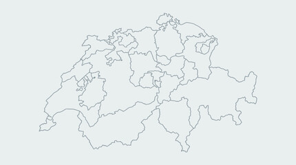 Obraz premium Switzerland Map Outline with Cantons - Detailed Swiss Administrative Divisions Vector Illustration for Geography & Business Projects