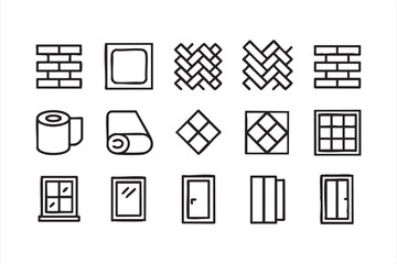 Home Remodeling and Interior Finish Outline Icon Pack for Digital Marketing