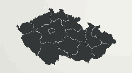Fototapeta premium Czech Republic Map with Regions and Administrative Divisions Outlined