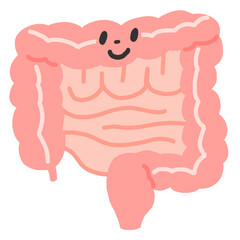 笑顔の顔がついている腸のイラスト