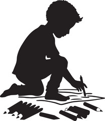 Obraz premium Young Artist Sketching Silhouette
