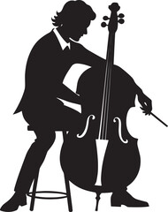 Cello Player in Suit Silhouette