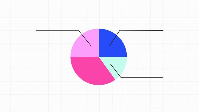 Pie chart animation a light grid background displays animated pie charts for clear data visualization.