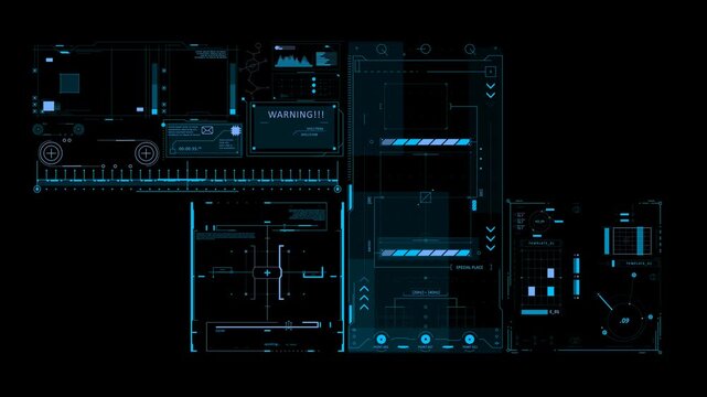4K Colorful Animated HUD Overlay Video | Futuristic Multicolor HUD Interface Motion Graphics 4K | Dynamic Sci-Fi HUD Elements Overlay Animation | Abstract Digital Heads-Up Display Video 4K | Modern