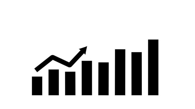 Solid black bar graph with increasing height on a white background chart data
