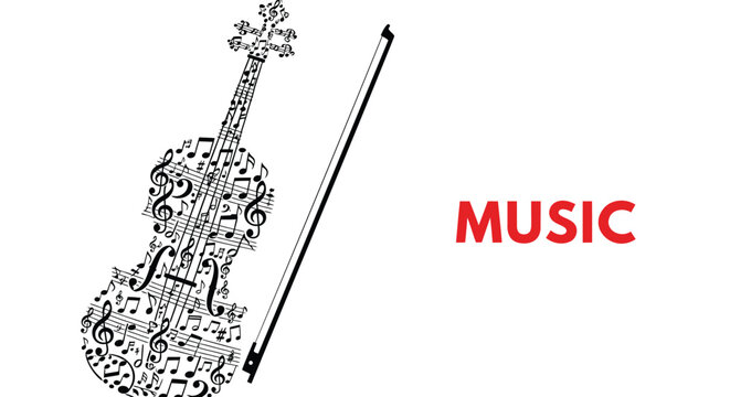 Violin icon in scribble style