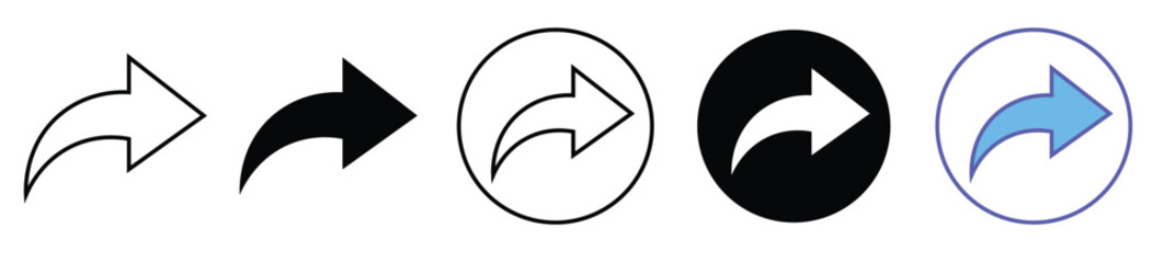 A collection of four distinct right arrow icons on a white background