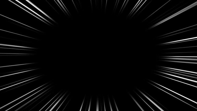 Radial speed lines animation on black background