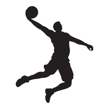 Basketball Player Dunk Silhouette Vector Illustration