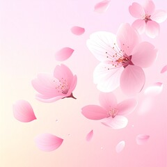 やわらかなマット質感のパステルグラデーション背景に桜の花びらを配置したミニマル構図。
淡いカラーの自然なトランジションが広がるエアリーな春の雰囲気。