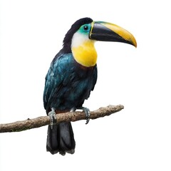 Obraz premium Colorful toucan perched on a tree branch.