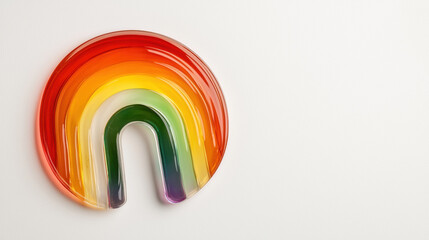 Obraz premium Rainbow pride month decoration with colorful translucent arcs on white background celebrating lgbtq community