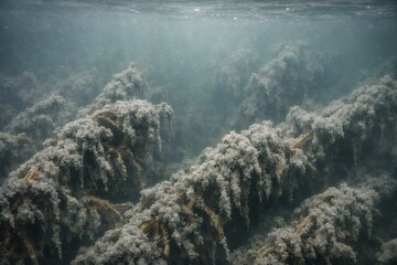 Obraz premium Exploring the Muted Depths of Submerged Decay in Environmental Landscapes