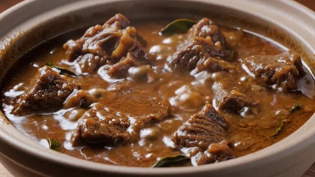Tender Beef Rendang Simmering in Rich Coconut Milk Sauce