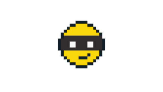 8-bit pixel art thief emoji icon. looped animation 4k 30fps