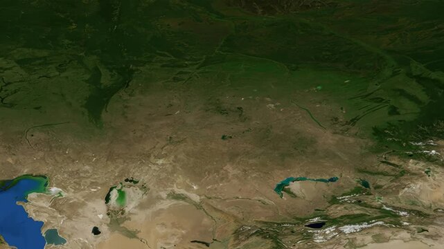 Satellite Zoom Animation From World Map To Omsk Russia Location