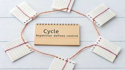 Cycle notebook with tied calendar pages and string