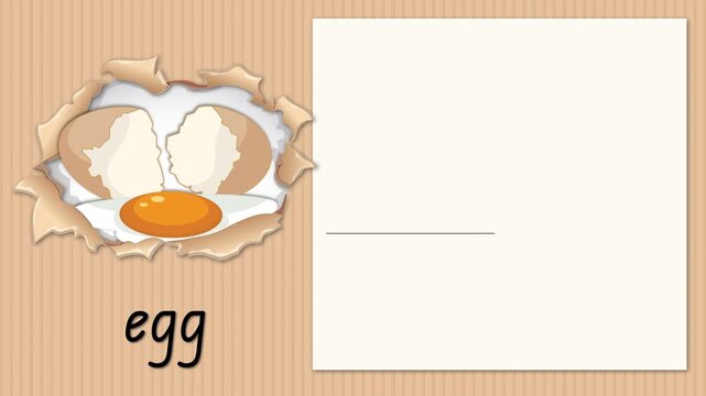 Educational Alphabet Animation for Letter E with Cracked Egg Illustration
