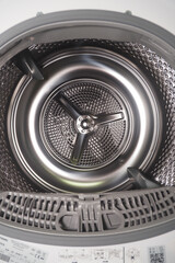 Inside view of a washing machine drum during a cycle