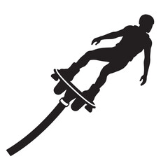 Fototapeta premium Flyboard Water Sport Silhouette Vector – Extreme Jetpack Surfing Action Isolated on White Background
