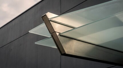 Fototapeta premium Modern minimalist building facade detail with steel and glass