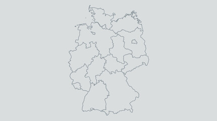 Blank Outline Map of Germany with Federal States - High-Resolution Vector Illustration for Geography and Education