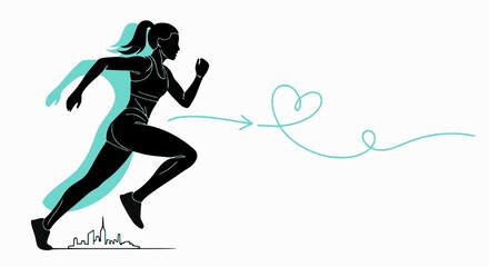 Metropolis Pulse: Female Athlete Dynamic Female Runner Silhouette