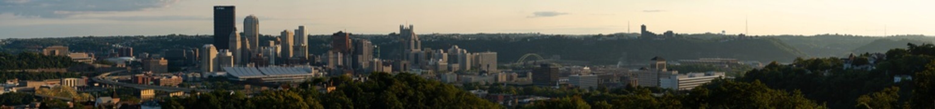 Panoramic view of the city of Pittsburgh in the summer