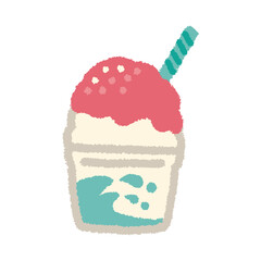 かき氷 イラスト 夏祭り 屋台 いちごシロップ 手描き シンプル