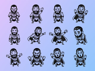 Chibi Heracles Cartoon Mascot Expressions Set - Greek Mythology