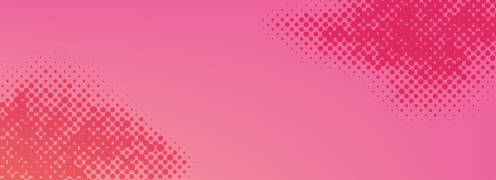 Pink orange polka dots gradient halftone background. Pop art cartoon dot texture with comic graphic design, Horizontal abstract pattern wall for cover digital technology.Art