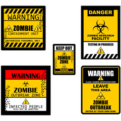 Warning, Zombie containment , sign vector