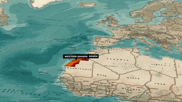 Map Highlighting Western Sahara Disputed Territory In North Africa Atlantic Coast