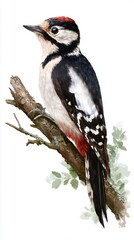 Obraz premium Colorful woodpecker perched on a branch.