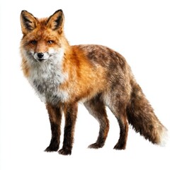 Obraz premium Realistic fox standing with a beautiful fur coat.